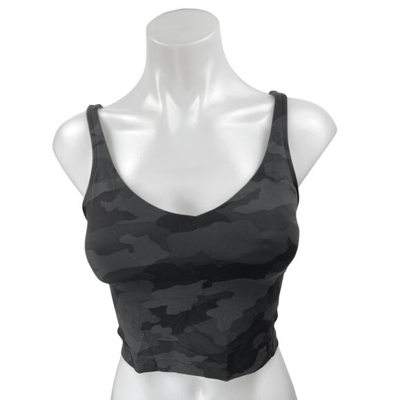 Lululemon Align Black Camo Camouflage Army Sleeveless Sports Bra Crop Tank Top 2 - Picture 1 of 3